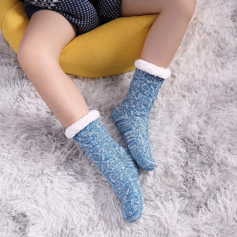 LINEMIN Womens Slipper Socks Winter Warm Fleece Lined Socks Cozy Soft Thick Fuzzy Non Slip Indoor Christmas Socks - Image 5